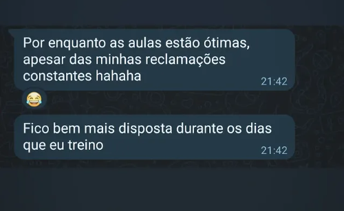 Depoimento de aluna sobre mais disposição durante os dias